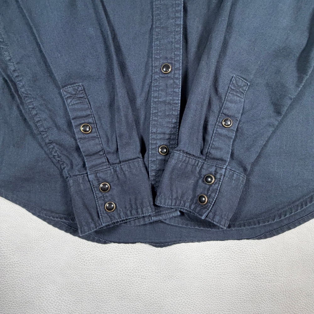 Tecovas Womens Small Black Herringbone Western Pearl Snap Long Sleeve‎ Shirt - Picture 5 of 10